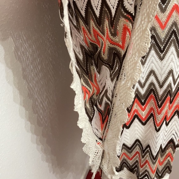 Rancho Estancia Aztec Patterned Tie Back Open Knit  Poncho Top Size Large - Picture 7 of 11